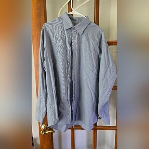 Calvin Klein Men's Striped Blue Button-Down Shirt